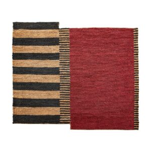 Alfombra 200x250 Yute Natural/Negro/Rojo