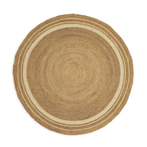 Alfombra 250x250 Yute Natural/Blanco
