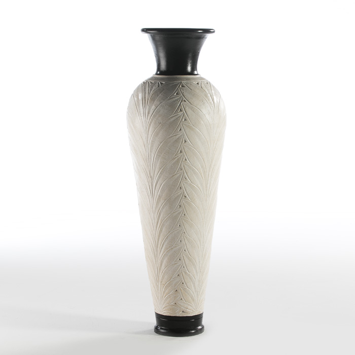 Ánfora 50x50x150 Terracota Crema/Negro