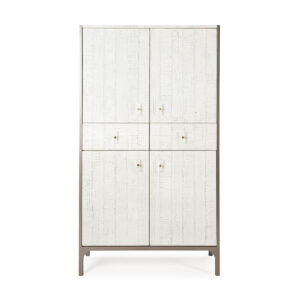 Aparador 100x45x178 Madera Blanco/Metal Marrón