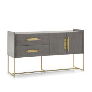 Aparador 150x46x86 Madera Gris/Metal Dorado