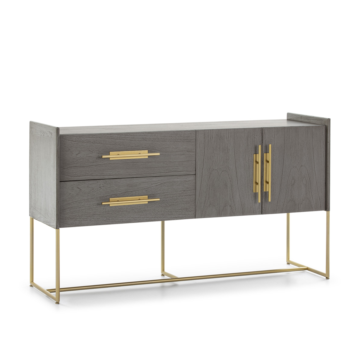 Aparador 150x46x86 Madera Gris/Metal Dorado