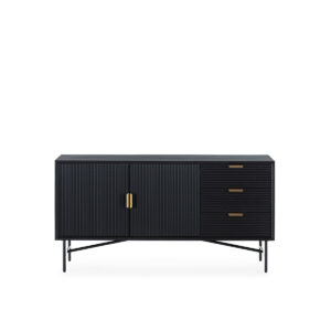 Aparador 154x45x78 Madera de Olmo/Metal -- Negro/Dorado