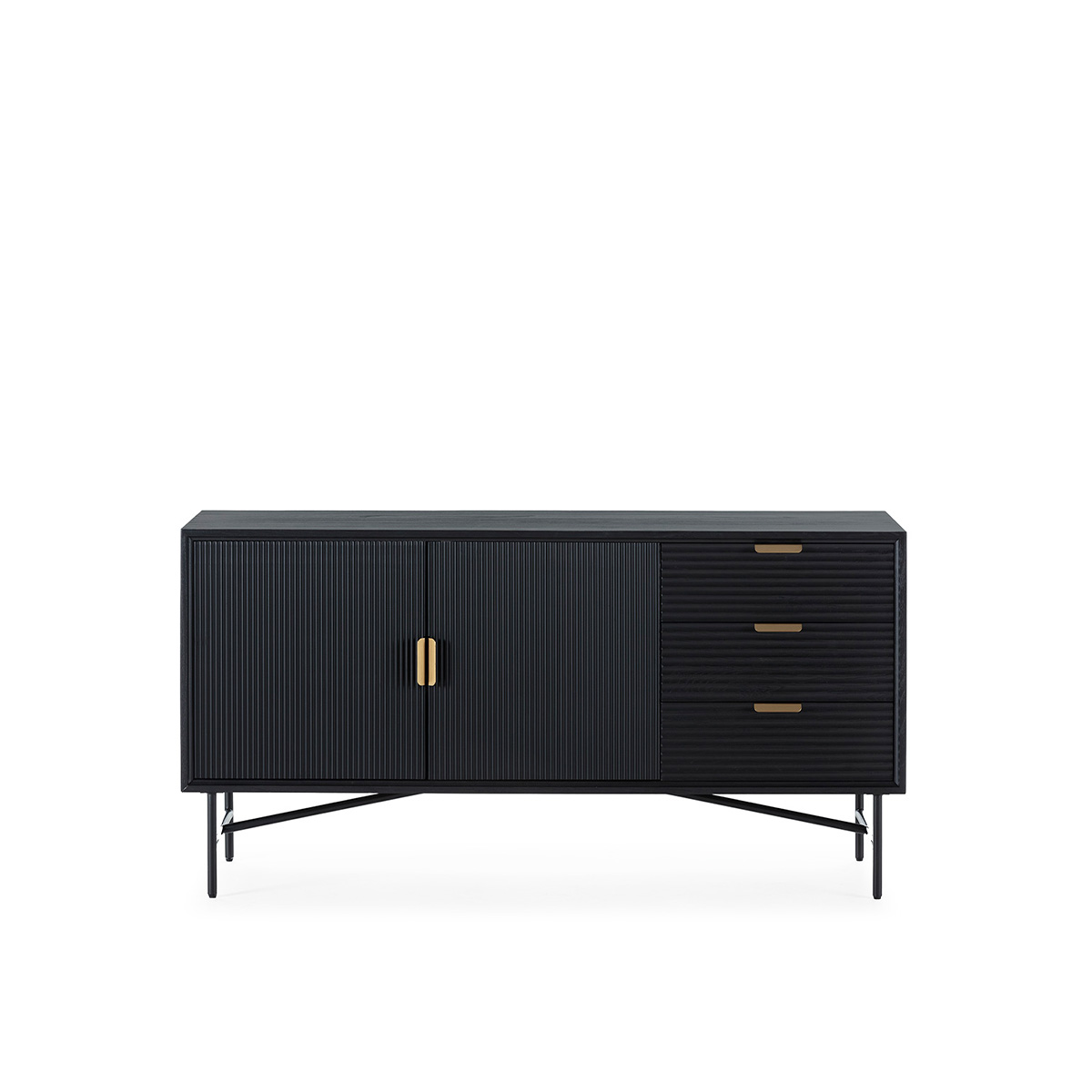 Aparador 154x45x78 Madera de Olmo/Metal -- Negro/Dorado