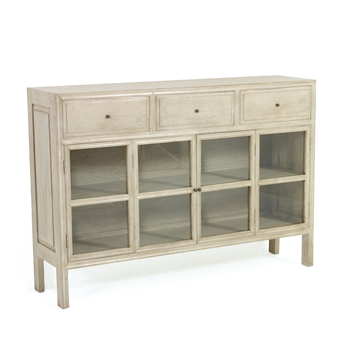 Aparador 160x40x110 Cristal/Madera Blanco velado