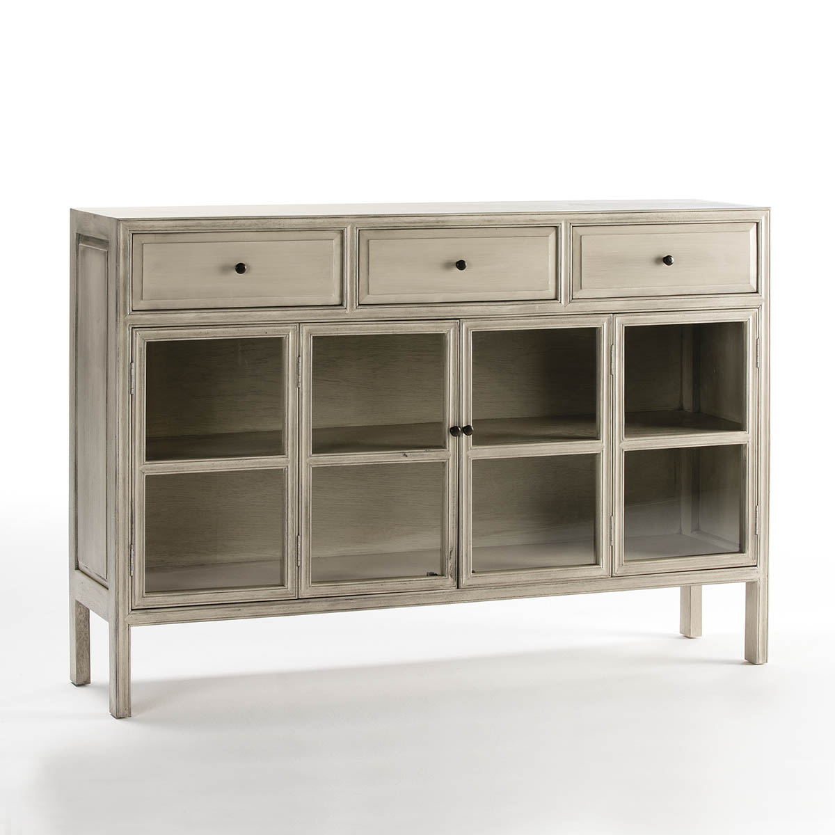 Aparador 160x40x110 Cristal/Madera Gris Velado