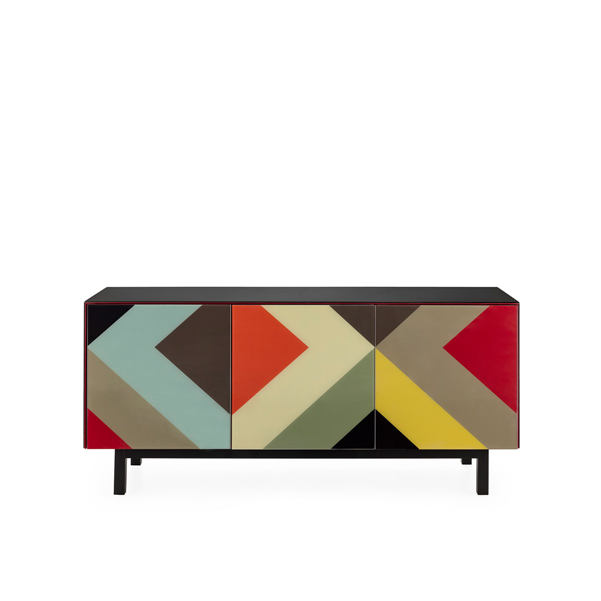 Aparador 160x48x72 Cristal/Metal -- Negro/Multicolor