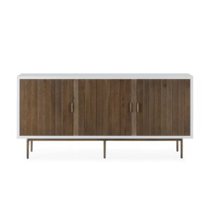 Aparador 180x45x85 Madera de Olmo/Metal -- Blanco/Natural/Dorado