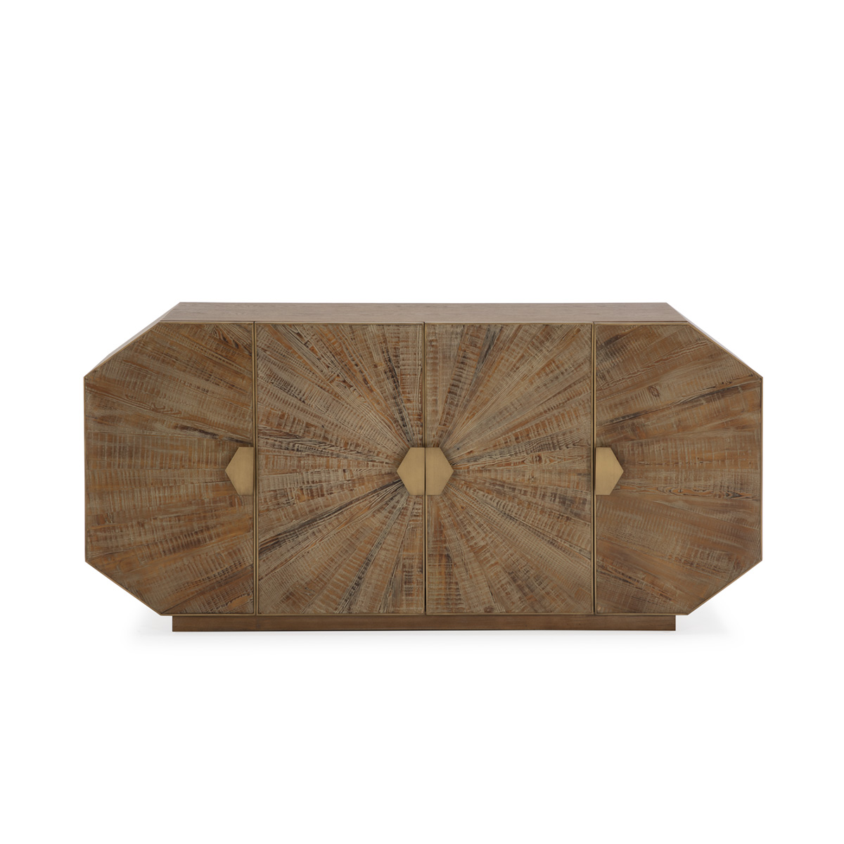 Aparador 180x45x85 Madera Erosionada/Metal Dorado