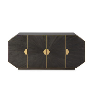 Aparador 180x45x85 Madera Marrón Oscuro/Metal Dorado