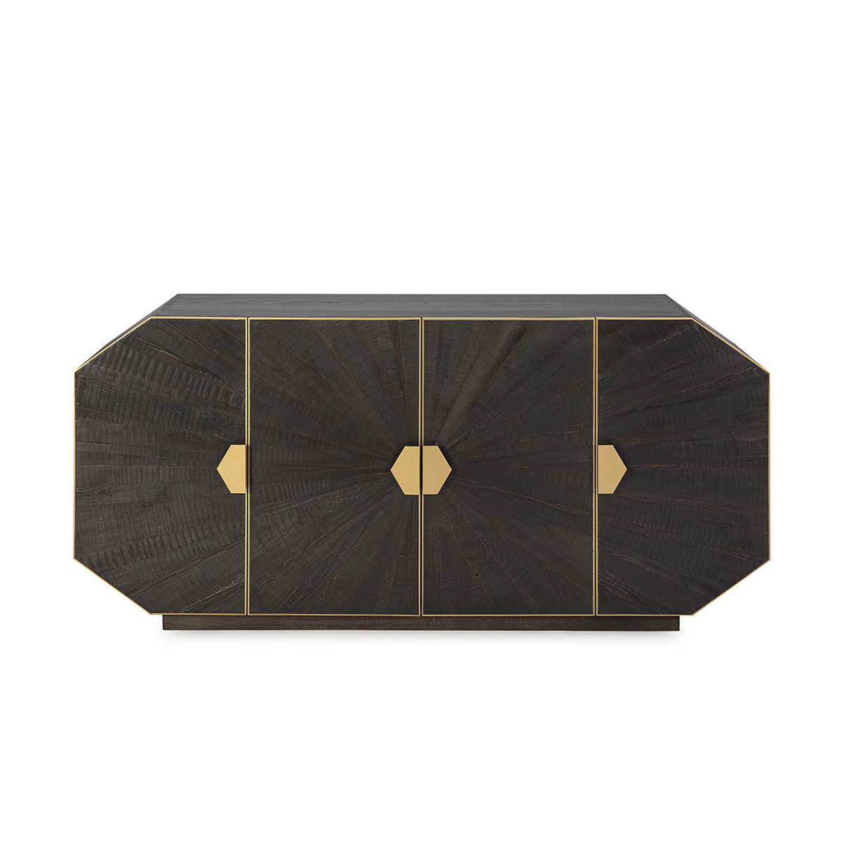 Aparador 180x45x85 Madera Marrón Oscuro/Metal Dorado