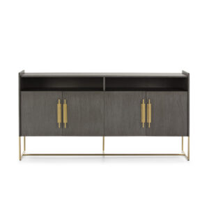 Aparador 180x46x94 Madera Gris/Metal Dorado