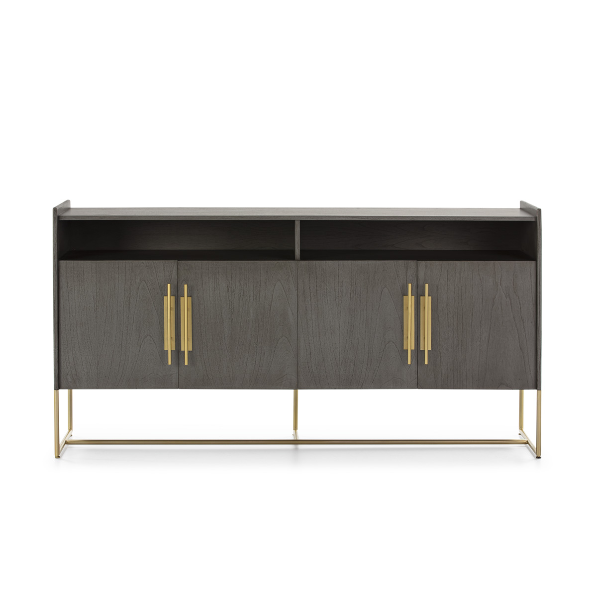 Aparador 180x46x94 Madera Gris/Metal Dorado