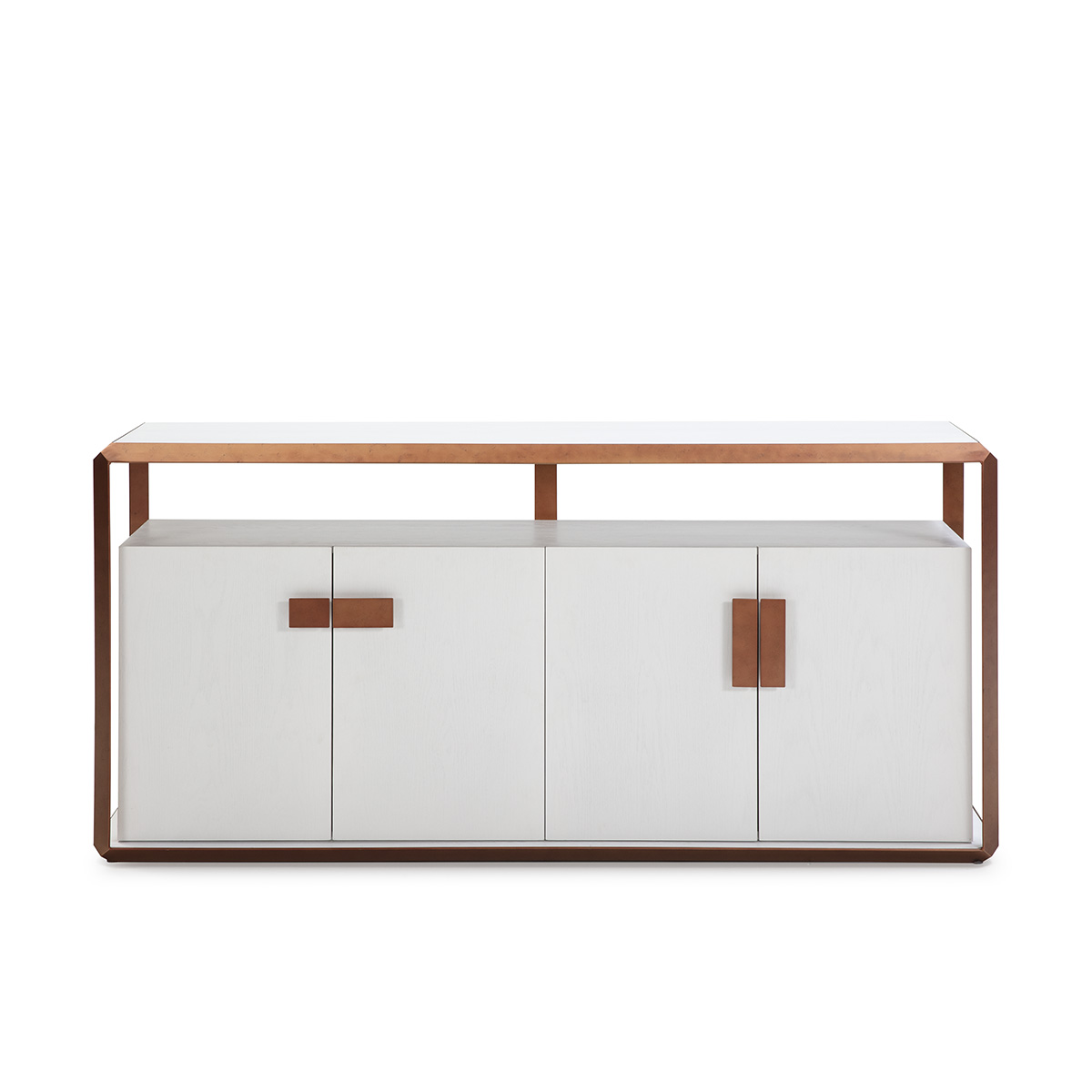 Aparador 180x48x85 Madera Blanco/Metal Color Cobre