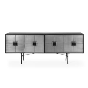 Aparador 183x40x76 Metal/Mármol Negro/Plateado