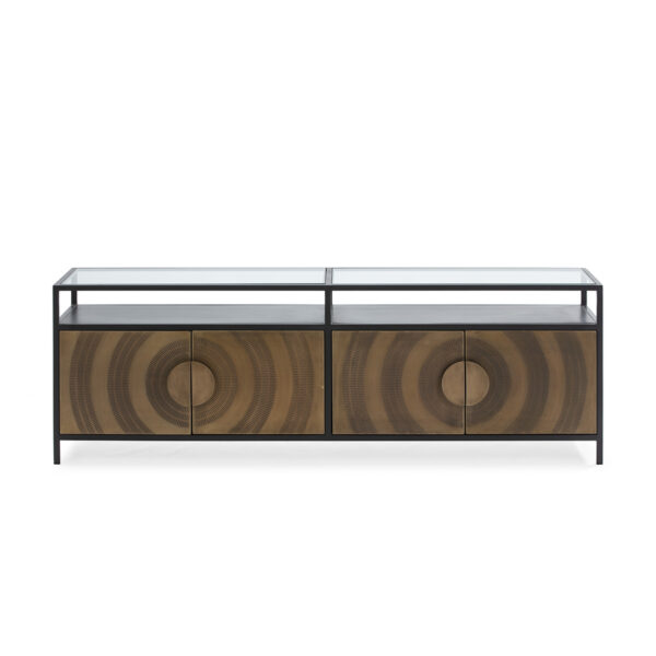 Aparador 183x43x61 Metal/Cristal Dorado/Negro