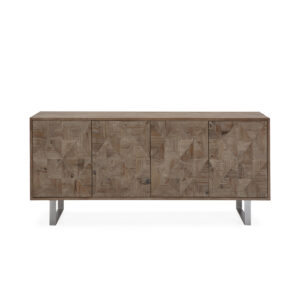 Aparador 185x50x86 Madera Erosionada/Metal Plateado