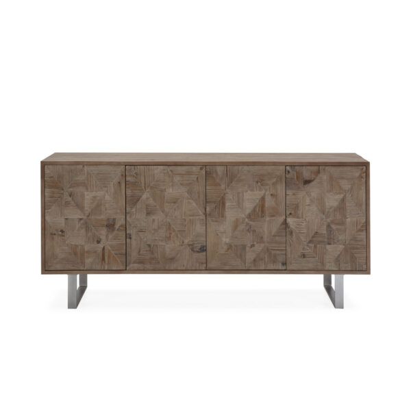 Aparador 185x50x86 Madera Erosionada/Metal Plateado