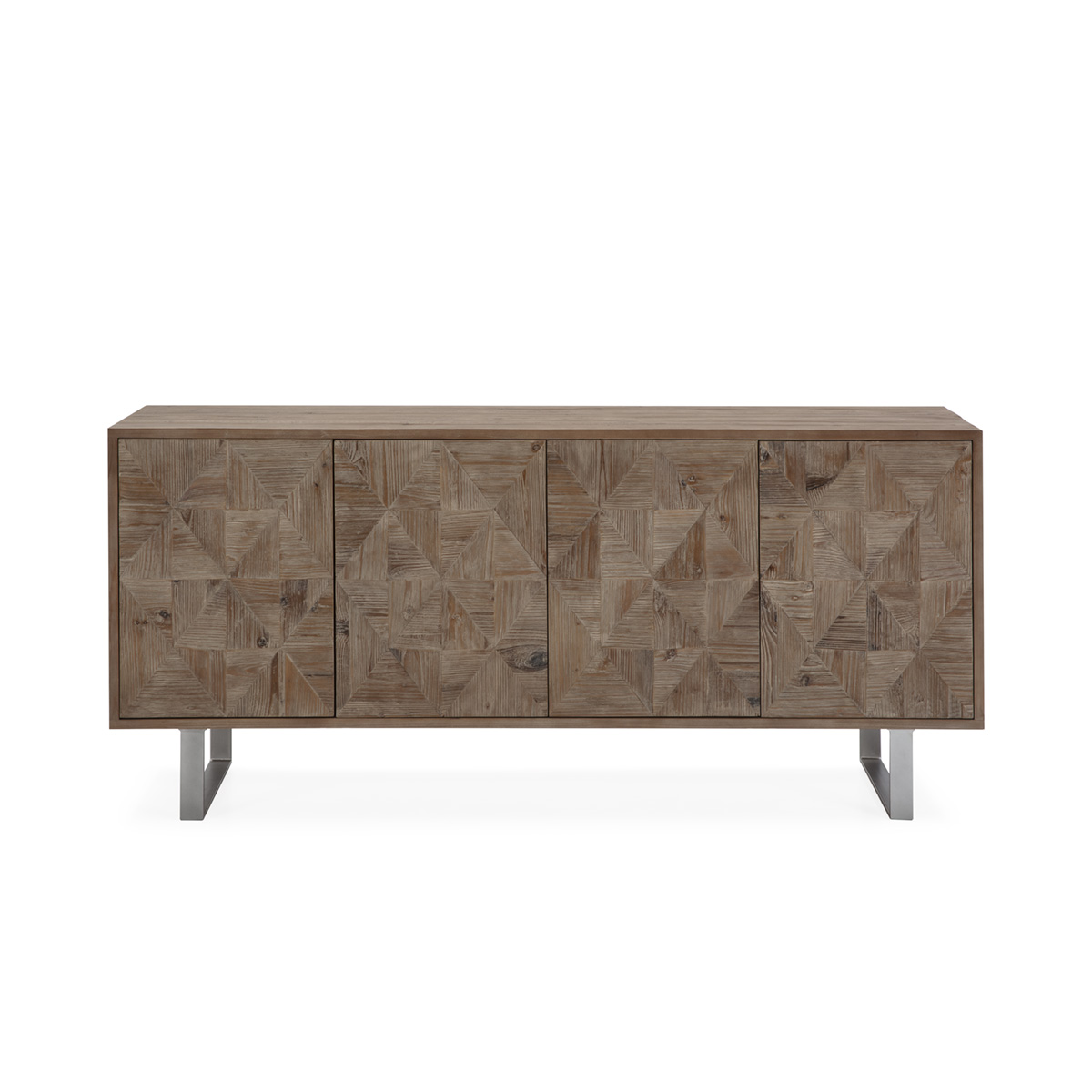 Aparador 185x50x86 Madera Erosionada/Metal Plateado