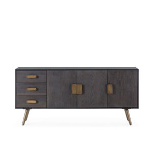 Aparador 186x45x85 Madera de Roble/Metal -- Negro/Marrón/Dorado