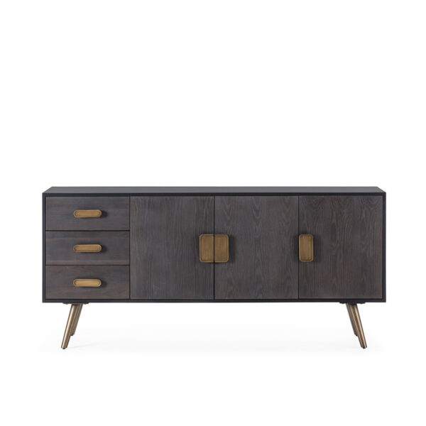 Aparador 186x45x85 Madera de Roble/Metal -- Negro/Marrón/Dorado