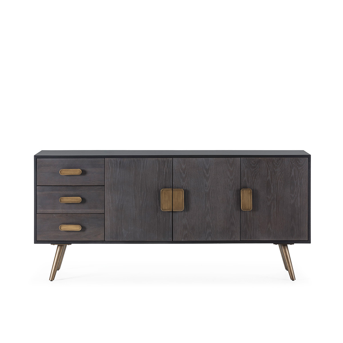 Aparador 186x45x85 Madera de Roble/Metal -- Negro/Marrón/Dorado