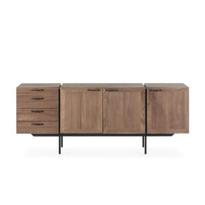 Aparador 194x56x76 Madera de Olmo/Metal -- Natural/Negro