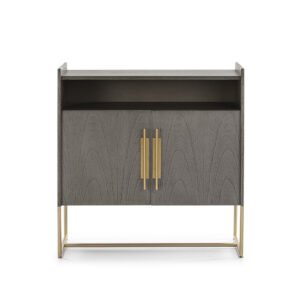 Aparador 90x40x93 Madera Gris/Metal Dorado