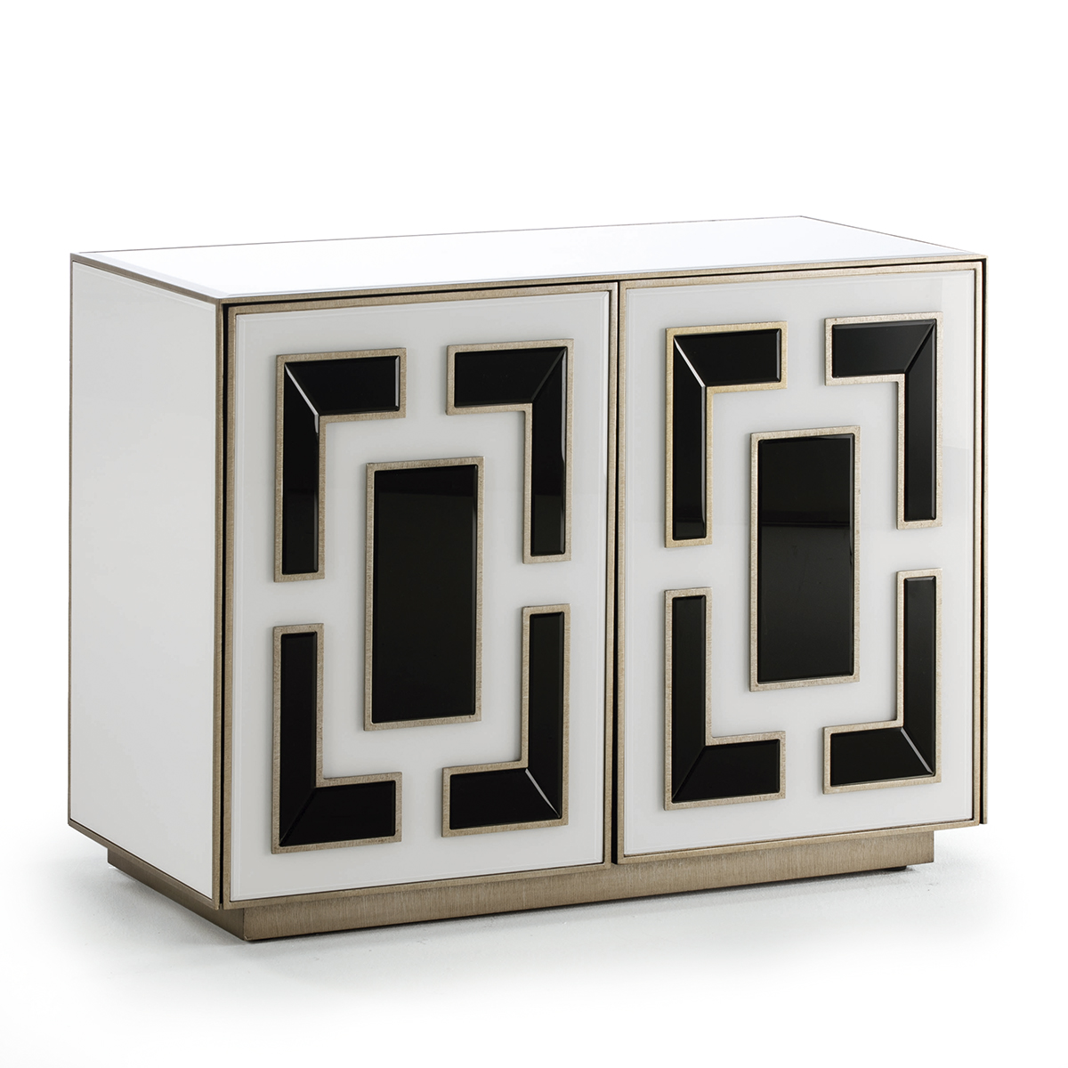 Aparador 98x45x74 Cristal Blanco/Negro