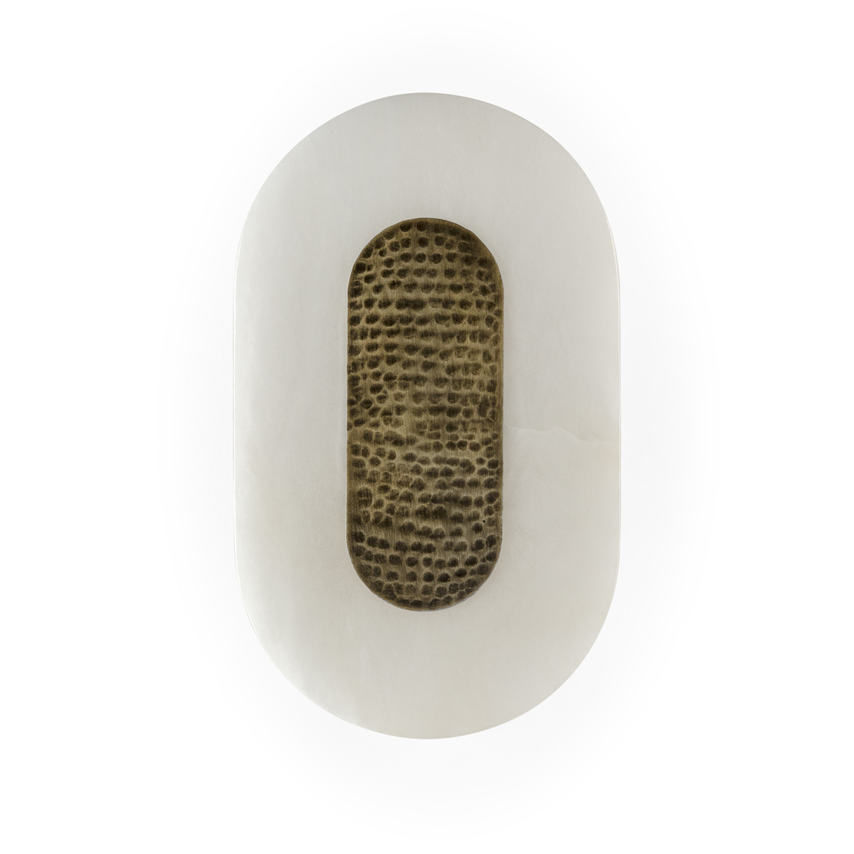 Aplique 15x13x25 Alabastro/Metal -- Blanco/Laton Envejecido