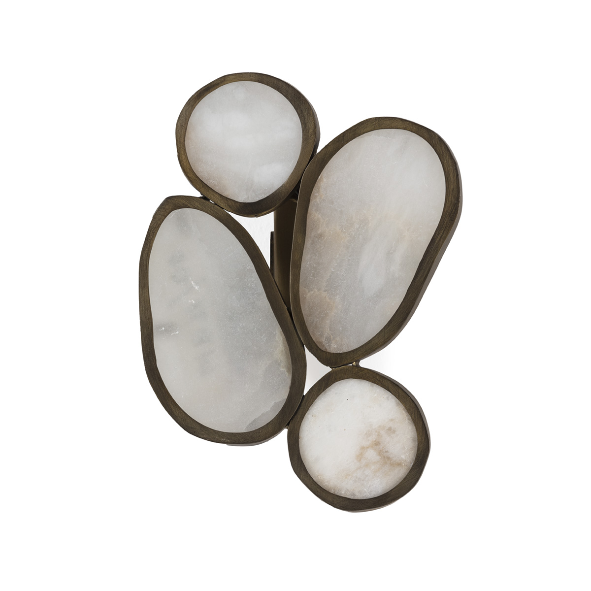 Aplique 17x12x21 Alabastro/Metal -- Blanco/Laton Envejecido