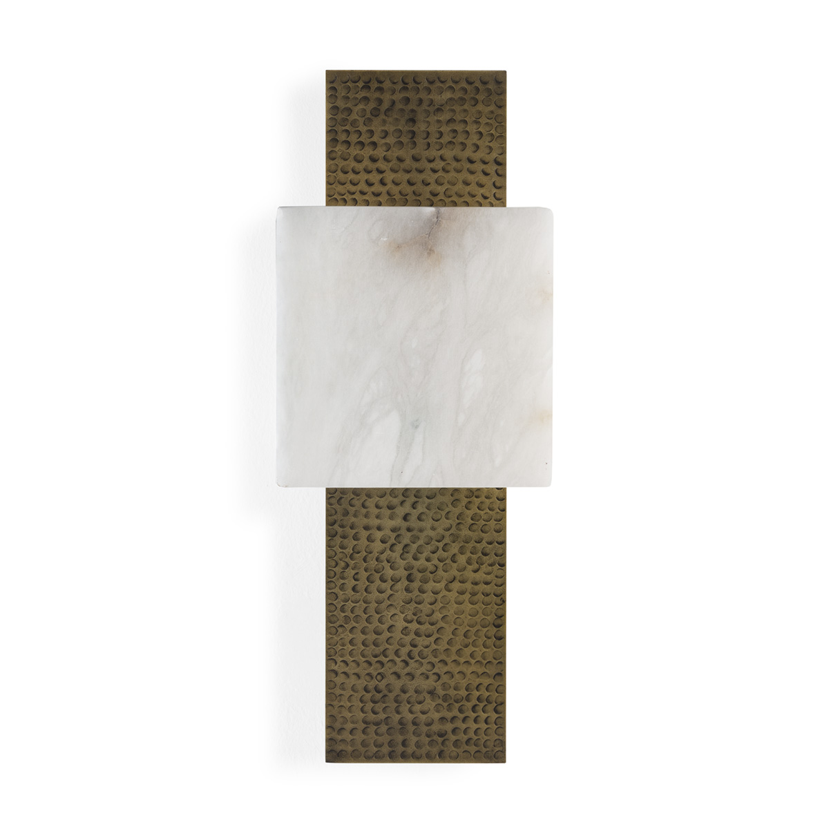 Aplique 18x12x45 Alabastro/Metal -- Blanco/Laton Envejecido