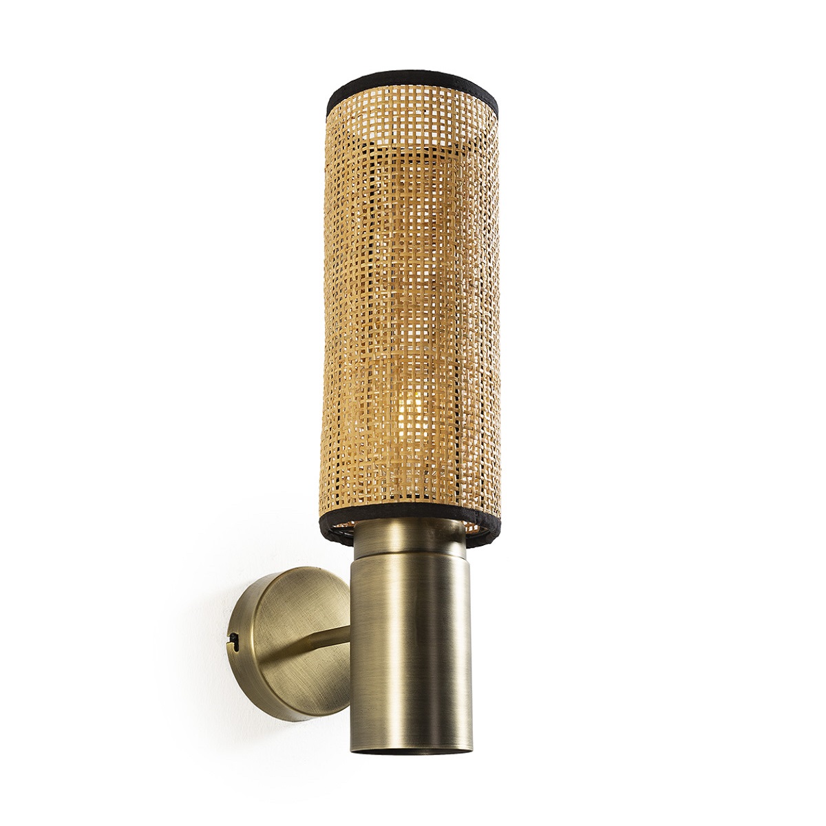 Aplique 21x13x46 Ratán/Metal Negro/Natural/Dorado