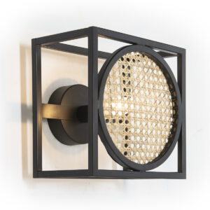 Aplique 24x17x24 Metal Negro/Ratán Natural