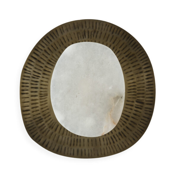 Aplique 29x12x30 Alabastro/Metal -- Blanco/Laton Envejecido