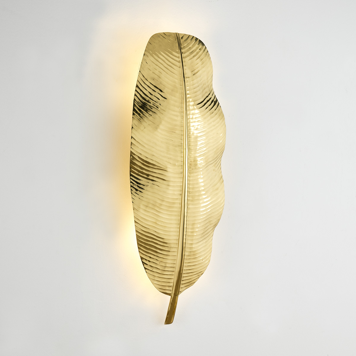 Aplique hoja de banana 34x15x91 Metal Dorado