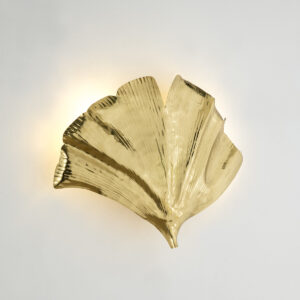 Aplique hoja de gingko 60x15x46 Metal Dorado