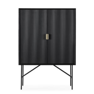 Armario 106x45x150 Madera de Olmo/Metal -- Negro/Dorado