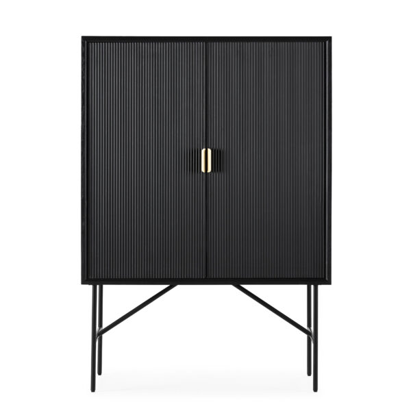 Armario 106x45x150 Madera de Olmo/Metal -- Negro/Dorado