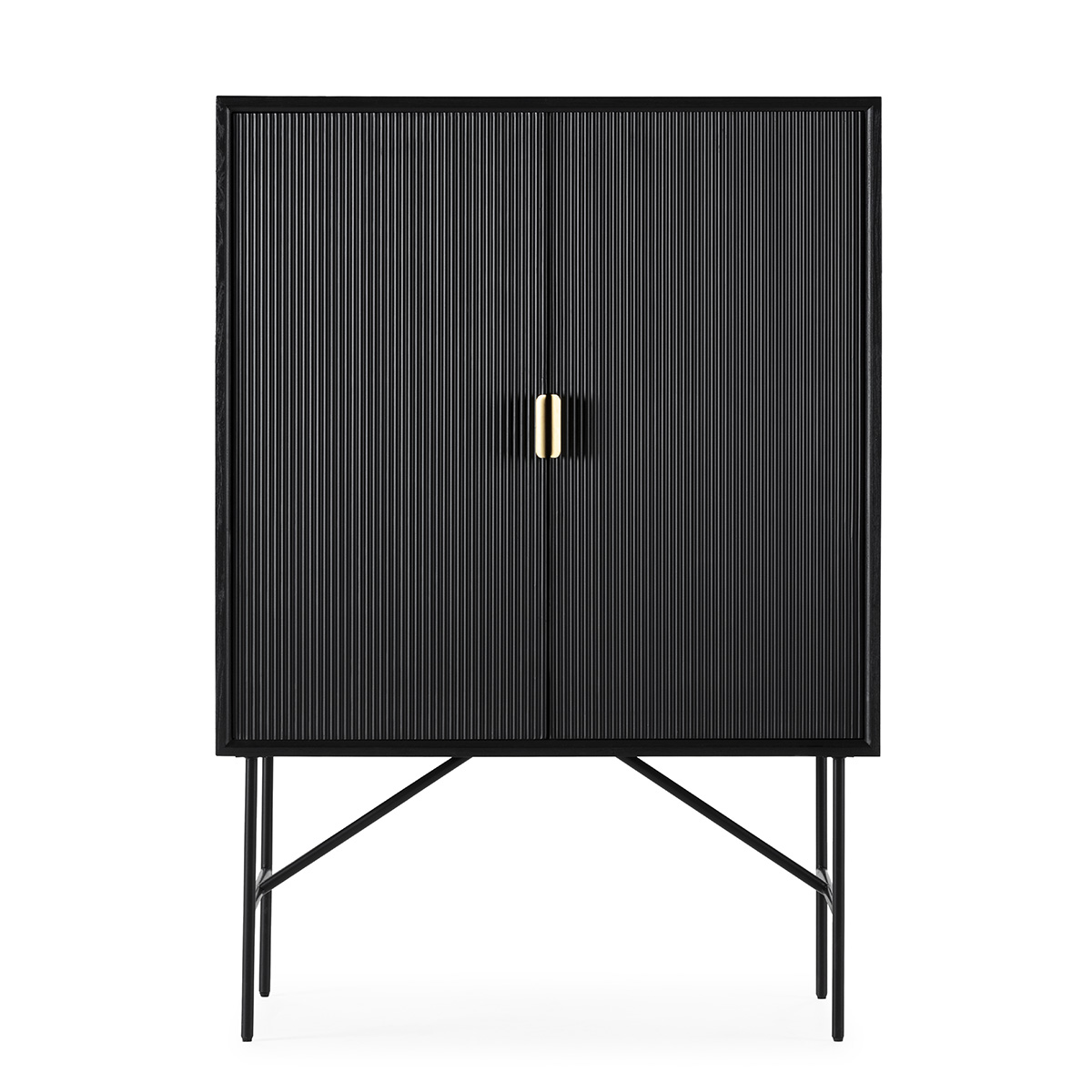 Armario 106x45x150 Madera de Olmo/Metal -- Negro/Dorado