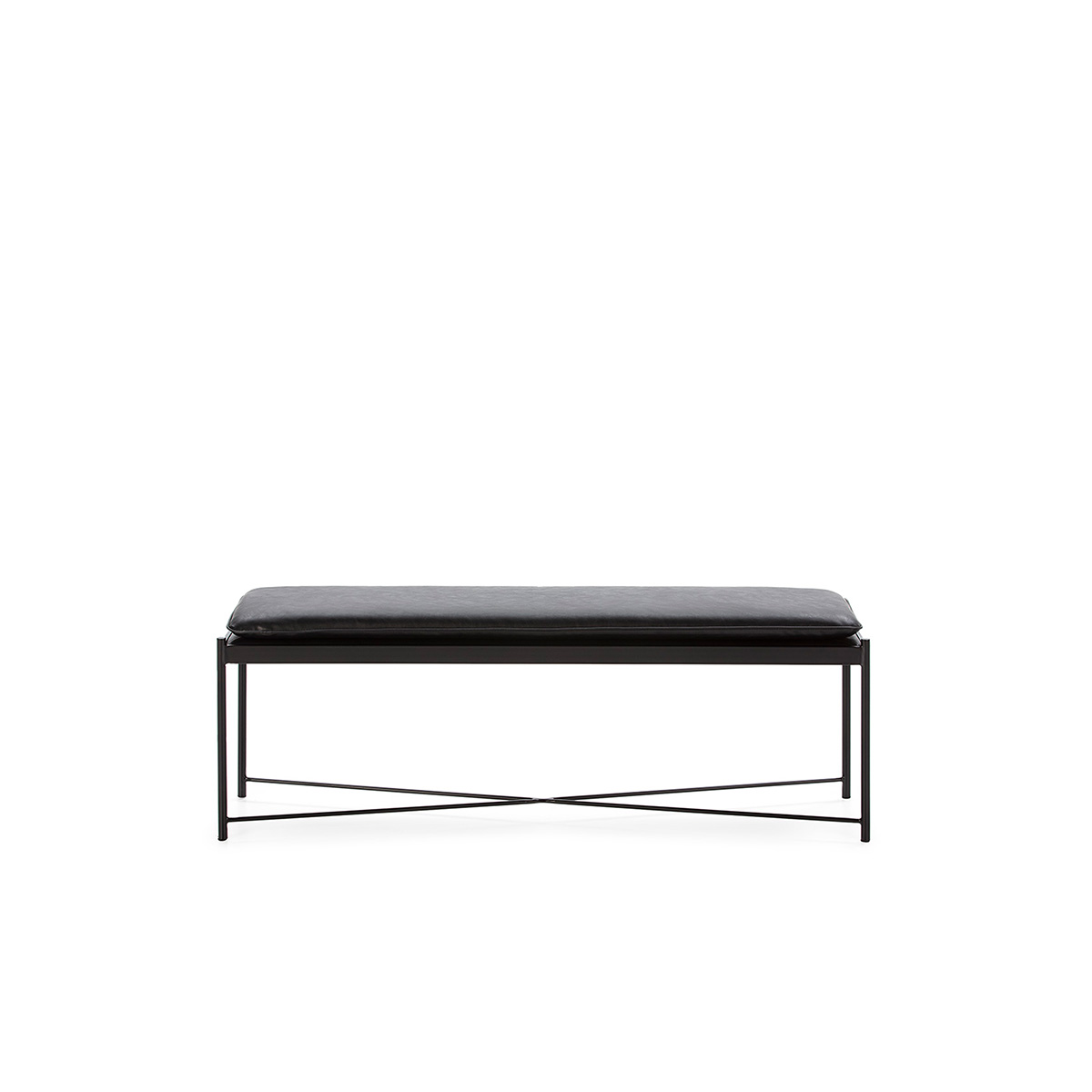 Banco 132x33x48 P.Piel Negro/Metal Negro