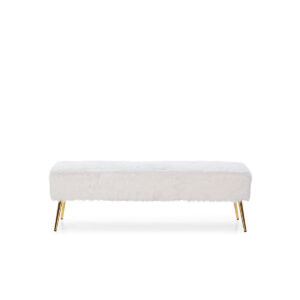Banco 142x43x45 Metal Dorado/Tela Blanco