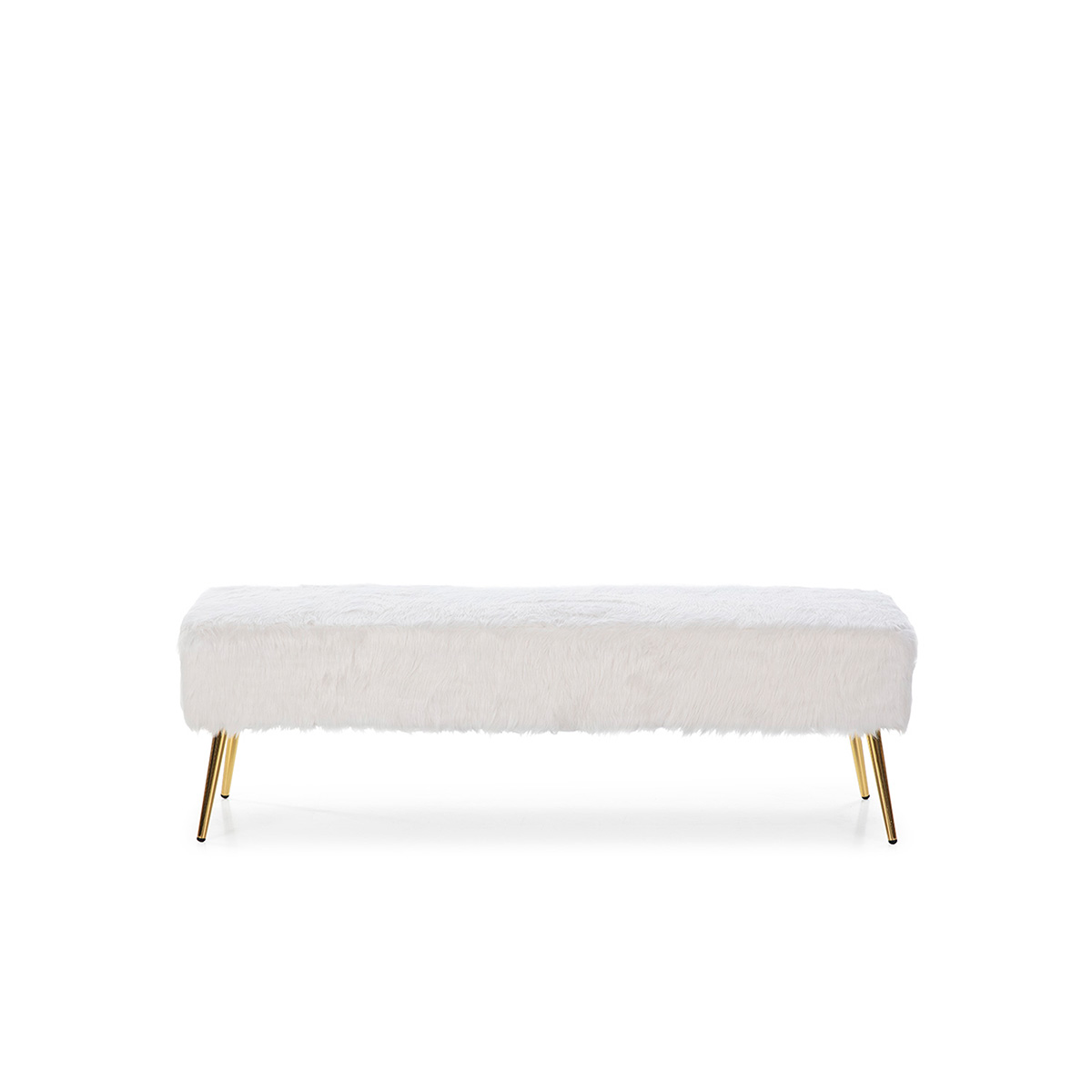 Banco 142x43x45 Metal Dorado/Tela Blanco