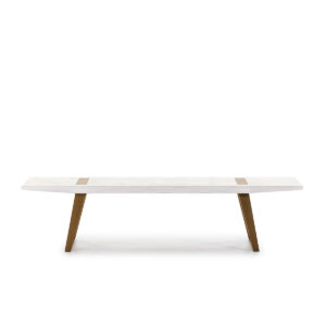 Banco 190x35x45 Madera Blanco/Metal Dorado
