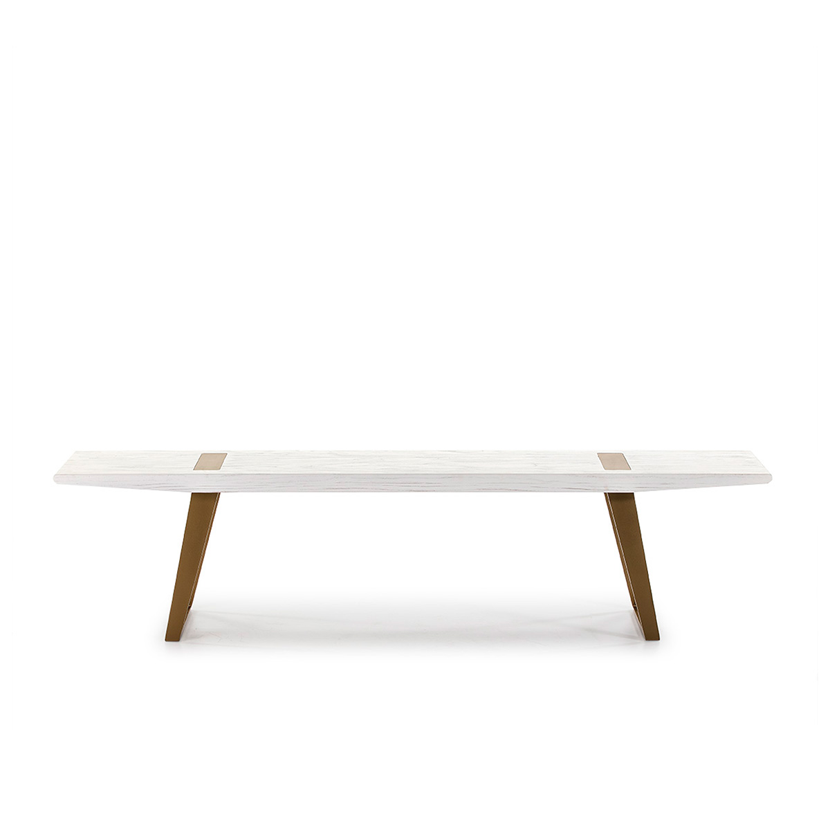 Banco 190x35x45 Madera Blanco/Metal Dorado
