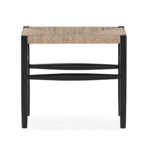 Banco 50x35x45 Madera de Teca/Jacinto de Agua Sintetico -- Negro/Natural