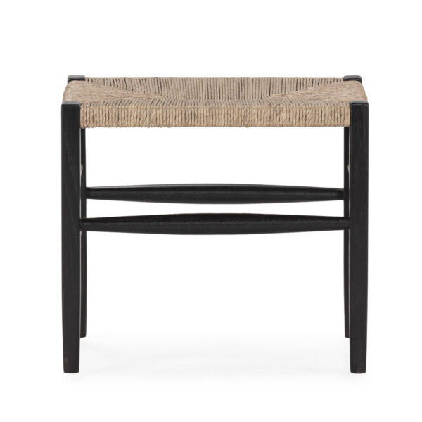 Banco 50x35x45 Madera de Teca/Jacinto de Agua Sintetico -- Negro/Natural
