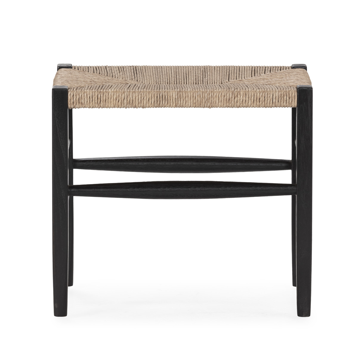 Banco 50x35x45 Madera de Teca/Jacinto de Agua Sintetico -- Negro/Natural