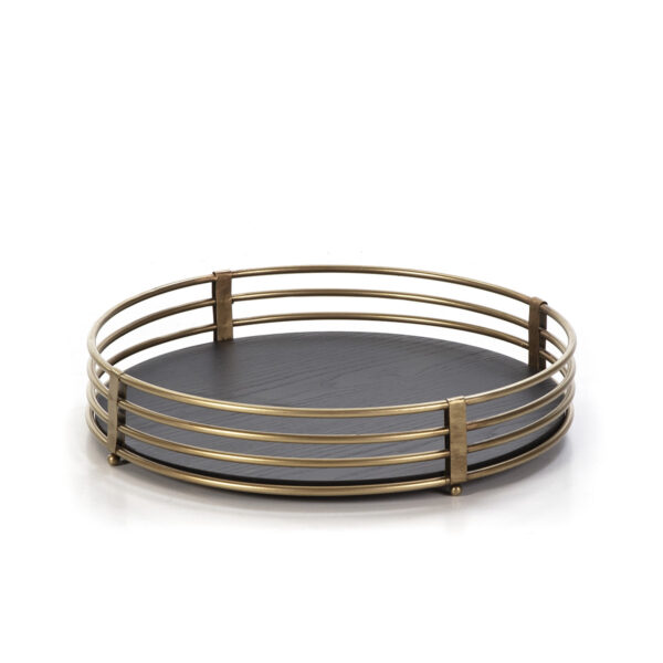 Bandeja 40x40x7 Madera/Metal Dorado Antique