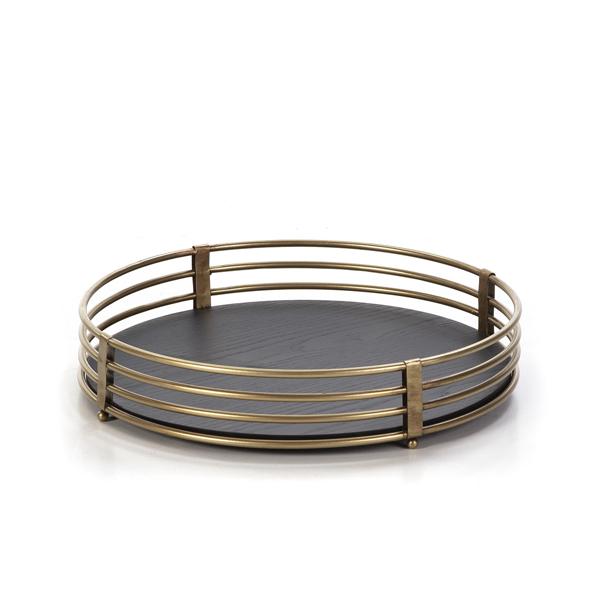 Bandeja 40x40x7 Madera/Metal Dorado Antique